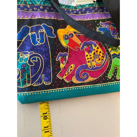 NWT Laurel Burch Whimsical Dog Print Tote Bag Zipper Closure & Interior Pocket - Picture 7 of 9